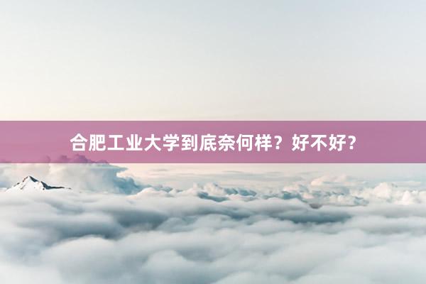 合肥工业大学到底奈何样？好不好？